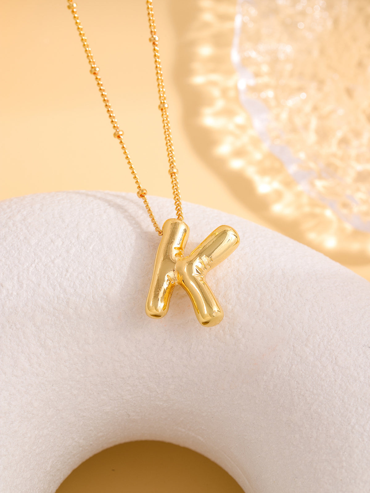 Hot-selling Balloon Glossy Letter Necklace Chubby Pendant European and American Fashion Simple Collarbone Chain