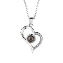 Europe and the United States hot-selling love oblique peach heart necklace 100 languages I love you simple collarbone chain picture customization