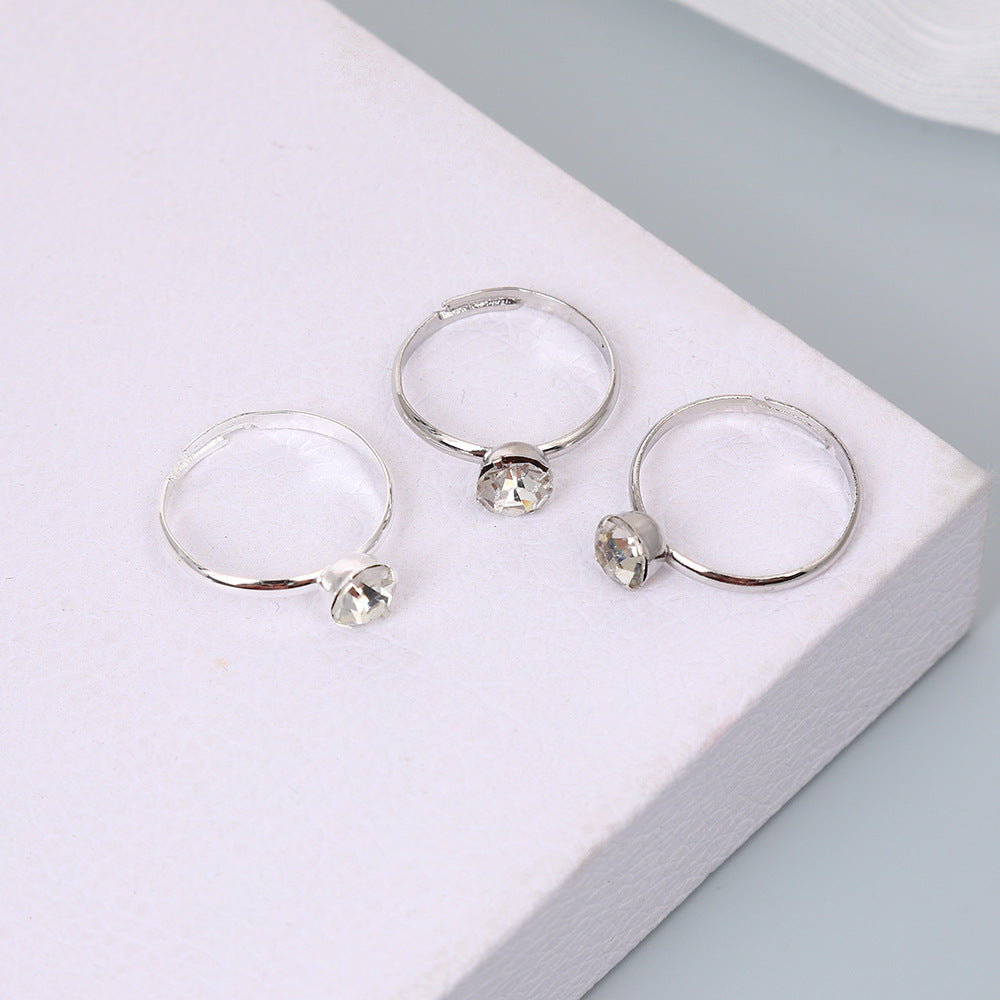 Hot-selling Jewelry Diamond Ring Foreign Trade Simple and Fashionable Living Square Claw Diamond Ring Exquisite Gift Ring
