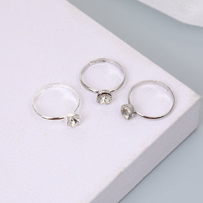 Hot-selling Jewelry Diamond Ring Foreign Trade Simple and Fashionable Living Square Claw Diamond Ring Exquisite Gift Ring