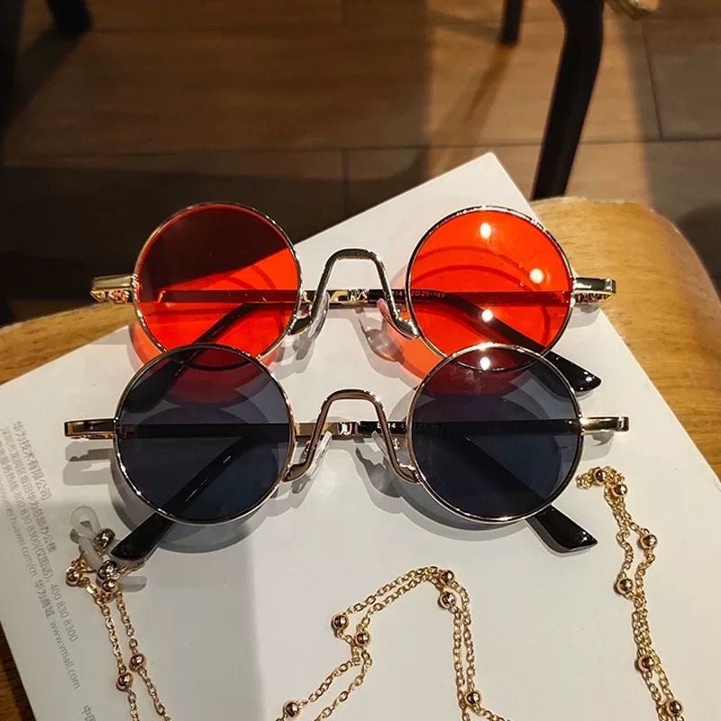 Vintage Hip Hop Sunglasses Small Frame Round Douyin Internet Celebrity Street Shot Mini Small Glasses Funny Sunglasses Small Prince Glasses