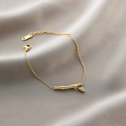 Warm Jian Does Not Fade Cross-border Hot-selling Titanium Steel Bracelet Women's Five-leaf Clover with Diamonds Ins Wind Personality 18K Vacuum Plating