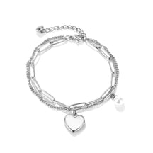 Jewelry Fashion Niche Design Cold Wind Personality Double Temperament Versatile Peach Heart Pearl Stainless Steel Bracelet
