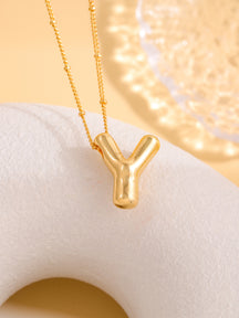 Hot-selling Balloon Glossy Letter Necklace Chubby Pendant European and American Fashion Simple Collarbone Chain