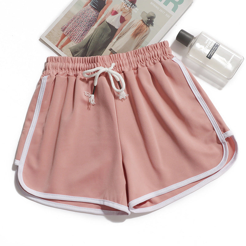 New Sports Shorts Women's European, American and Foreign Trade Home Leisure Solid Color Beach Pants Large Size Running Yoga Shorts