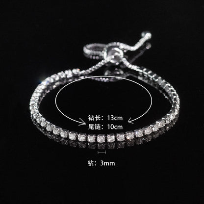 Cross-border Explosive Zircon Tennis Bracelet Adjustable Full Diamond Bracelet Light Luxury High-end Women's Bracelet Jewelry Women