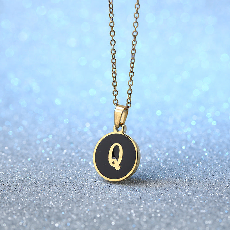 Foreign Trade Hot-selling Ins Wind Simple Alloy, English Letter Necklace Pendant Round Item Pendant 26 Letter Necklace
