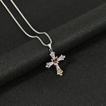 Hip Hop Necklace Jewelry Men's Popular Street Cross Personality Bouncing Alloy Pendant Sweater Chain Wholesale
