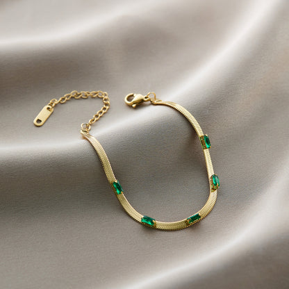 Warm Jian Does Not Fade Cross-border Hot-selling Titanium Steel Bracelet Women's Five-leaf Clover with Diamonds Ins Wind Personality 18K Vacuum Plating
