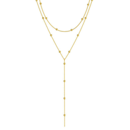 Europe and The United States Cross-border Fashion Simple Geometric Fringed Round Beads Clavicle Multi-layer Temperament Explosion Long Necklace Wholesale