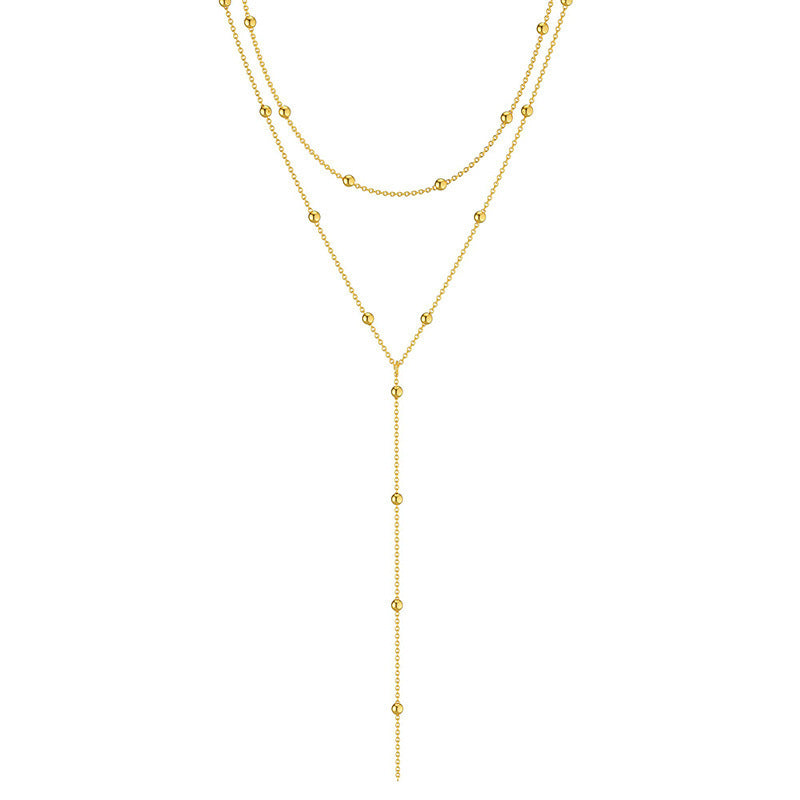 Europe and The United States Cross-border Fashion Simple Geometric Fringed Round Beads Clavicle Multi-layer Temperament Explosion Long Necklace Wholesale