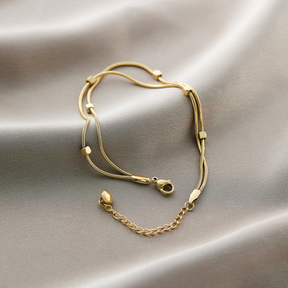 Warm Jian Does Not Fade Cross-border Hot-selling Titanium Steel Bracelet Women's Five-leaf Clover with Diamonds Ins Wind Personality 18K Vacuum Plating