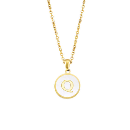 Foreign Trade Hot-selling Ins Wind Simple Alloy, English Letter Necklace Pendant Round Item Pendant 26 Letter Necklace