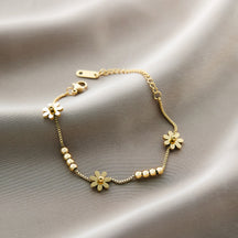 Warm Jian Does Not Fade Cross-border Hot-selling Titanium Steel Bracelet Women's Five-leaf Clover with Diamonds Ins Wind Personality 18K Vacuum Plating