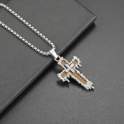 Hip Hop Necklace Jewelry Men's Popular Street Cross Personality Bouncing Alloy Pendant Sweater Chain Wholesale