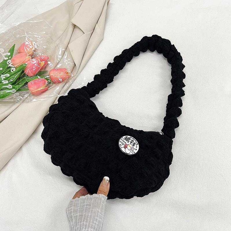 New Popular Cloud Puff Bag, Girl Fashion Pleated Shoulder Bag, Simple Portable Underarm Bag