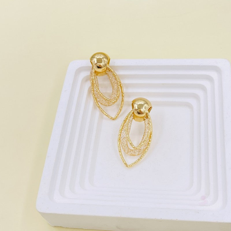 XP17 Exquisite Super Flash Mesh Yarn Zircon Earrings Women's Ins Trendy Light Luxury Niche High-end Design Pendant Stud Earrings