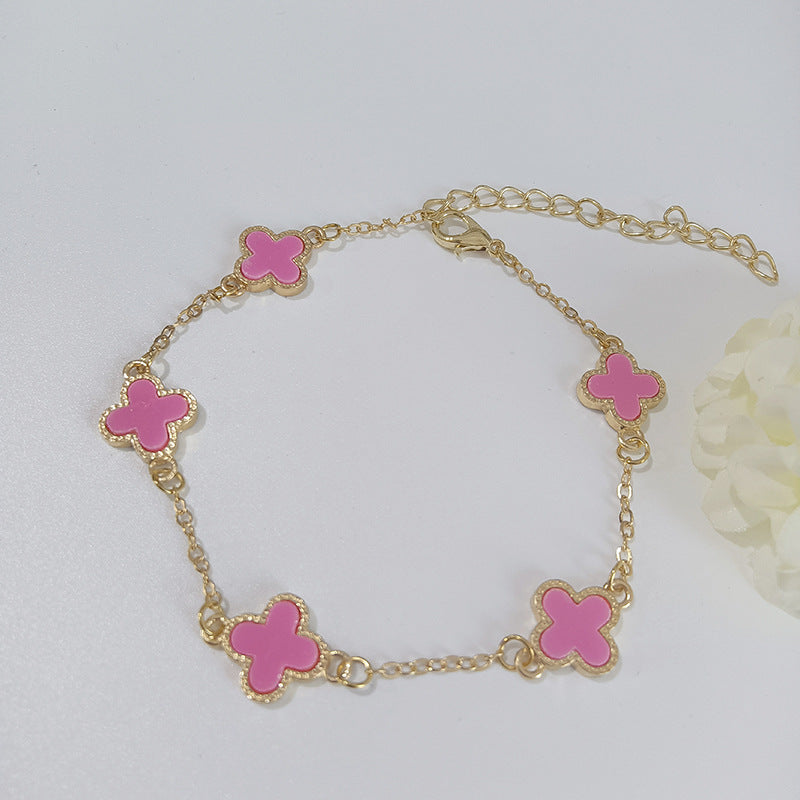 Europe and The United States Popular Fashion Simple Lucky Four-leaf Clover Bracelet, Personalized Light Luxury Versatile Fritillary Jewelry