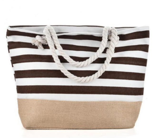 New Cross-border Beach Bag Striped, Foreign Trade Leisure Bag Amazon Armpit Bag Women's Shoulder Bag Women's Canvas Bag