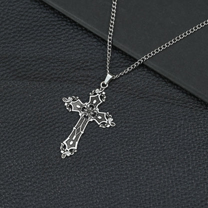 Hip Hop Necklace Jewelry Men's Popular Street Cross Personality Bouncing Alloy Pendant Sweater Chain Wholesale