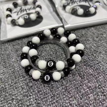 Popular Billiard Black Eight Bracelet Men's Versatile Non-fading Bracelet Super Fairy Couple Men's and Women's Beaded Jewelry