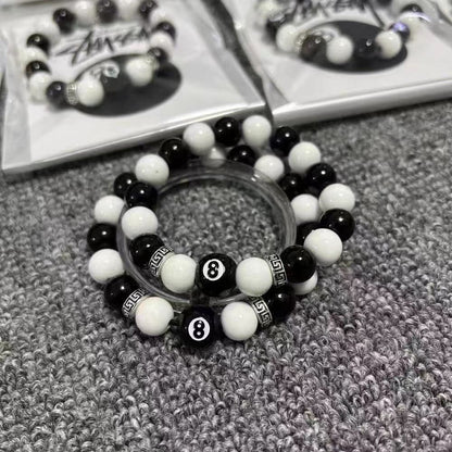 Popular Billiard Black Eight Bracelet Men's Versatile Non-fading Bracelet Super Fairy Couple Men's and Women's Beaded Jewelry