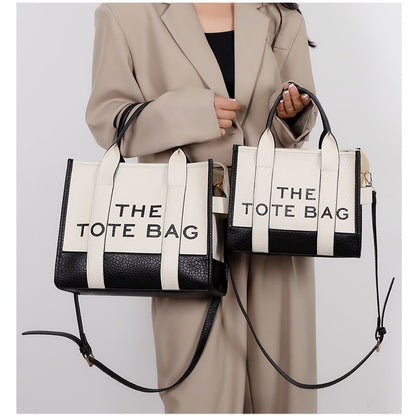 Foreign Trade Cross-border Double-color PU Letter Tote Bag, Fashionable and Versatile Women's Shoulder Messenger Bag Going Out Handbag