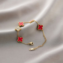 Warm Jian Does Not Fade Cross-border Hot-selling Titanium Steel Bracelet Women's Five-leaf Clover with Diamonds Ins Wind Personality 18K Vacuum Plating