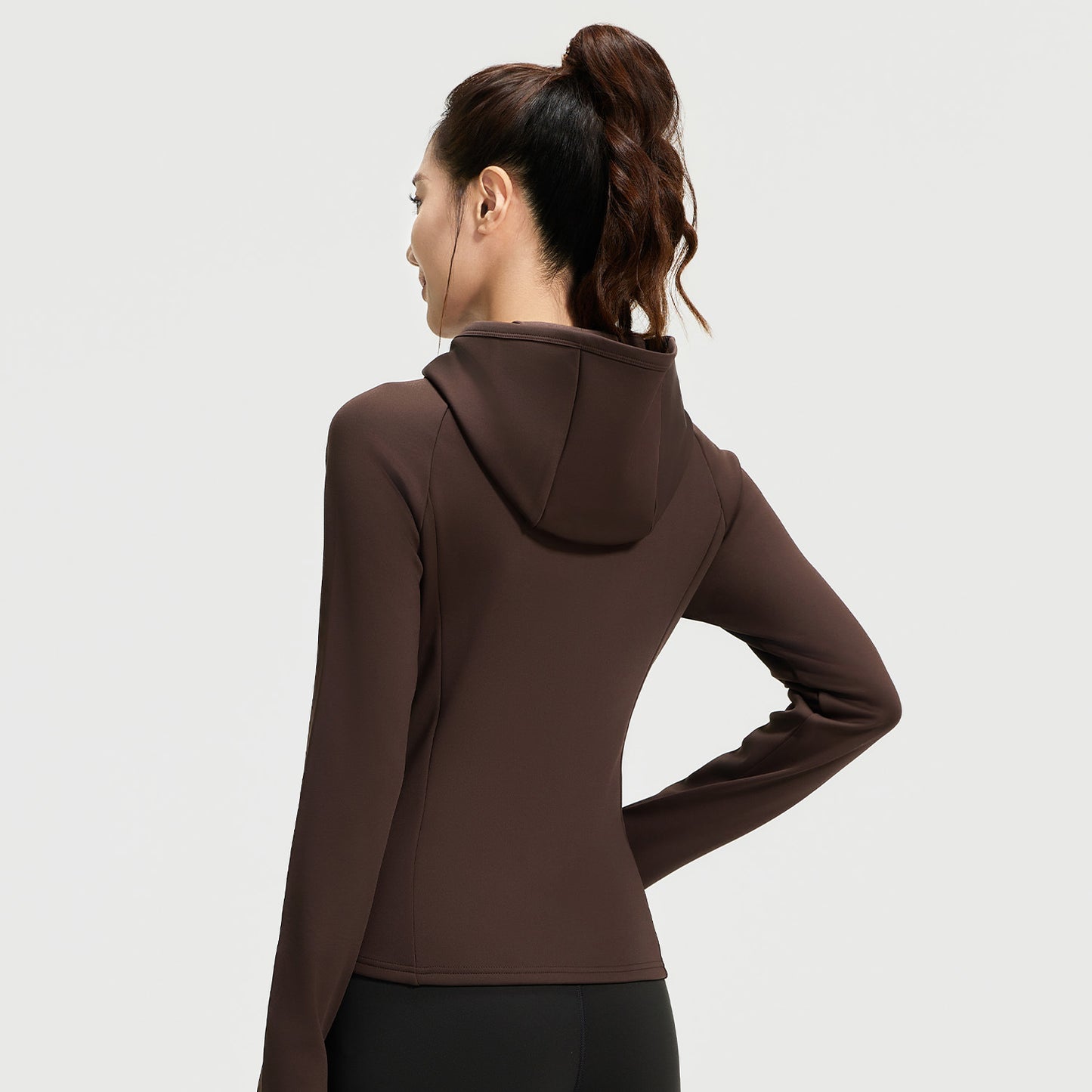 Autumn and Winter Velvet Yoga Jacket To Keep Warm and Slim Waist Women's Fitness Thickened Hooded Yoga Clothing