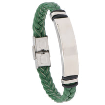 European and American Stainless Steel Simple Bracelet, Light Plate Lettering Leather Woven Bracelet, Men's Bracelet Factory Direct Sales