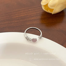Korean Light Luxury High-end Zircon Pearl Ring Women's Retro Niche Design Bow Ring Ring Open Jewelry