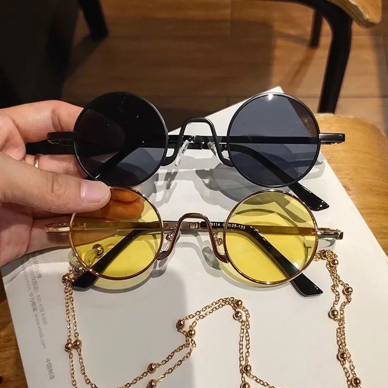 Vintage Hip Hop Sunglasses Small Frame Round Douyin Internet Celebrity Street Shot Mini Small Glasses Funny Sunglasses Small Prince Glasses