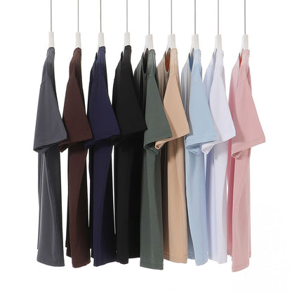 Cross-border Special European Size Quick-drying Round Neck Short-sleeved T-shirt for Men and Women Foreign Trade TikTok Polyester Ammonia Elastic Short T Wholesale
