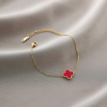 Warm Jian Does Not Fade Cross-border Hot-selling Titanium Steel Bracelet Women's Five-leaf Clover with Diamonds Ins Wind Personality 18K Vacuum Plating