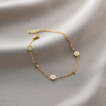 Warm Jian Does Not Fade Cross-border Hot-selling Titanium Steel Bracelet Women's Five-leaf Clover with Diamonds Ins Wind Personality 18K Vacuum Plating