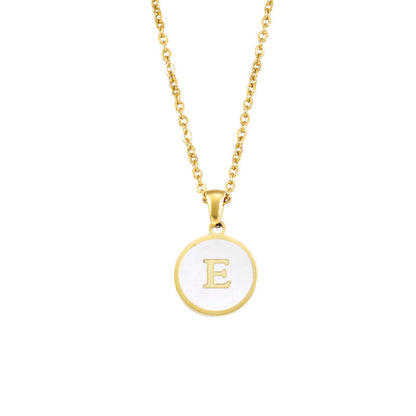 Foreign Trade Hot-selling Ins Wind Simple Alloy, English Letter Necklace Pendant Round Item Pendant 26 Letter Necklace