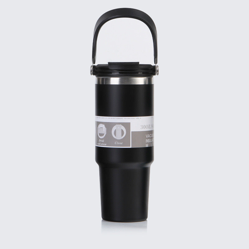 Car Cup 30oz Bingba Cup 304 Stainless Steel Thermos Cup Double Drinking Straw Cup Car Thermal Insulation Cold Cup