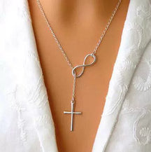 C124 Cross 8-character Sweater Chain Jewelry Girls' Popular Necklace, AliExpress Popular Short Neck Chain, Necklace Jewelry