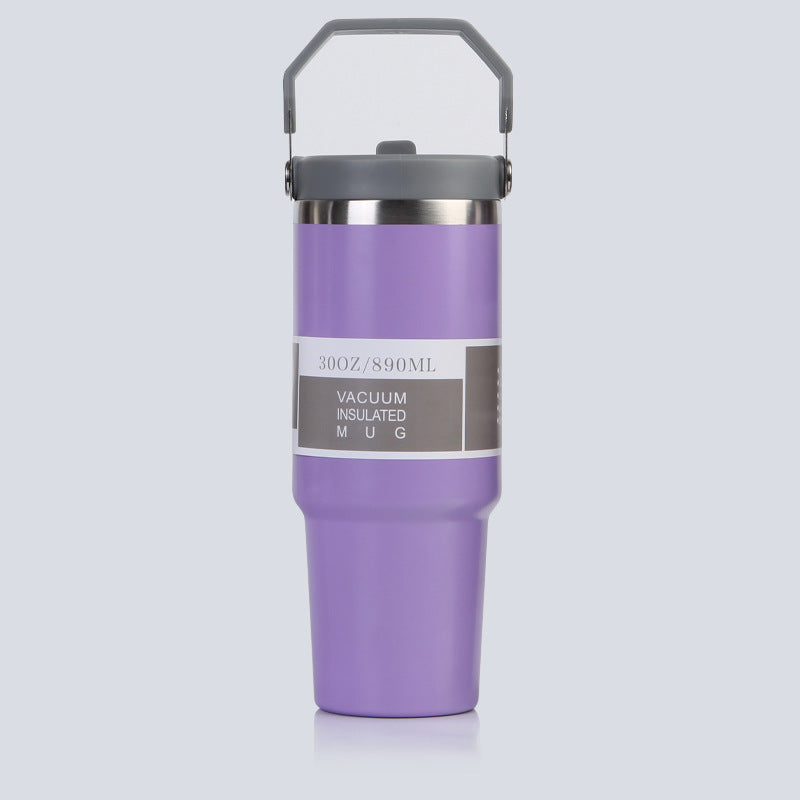 Car Cup 30oz Bingba Cup 304 Stainless Steel Thermos Cup Double Drinking Straw Cup Car Thermal Insulation Cold Cup