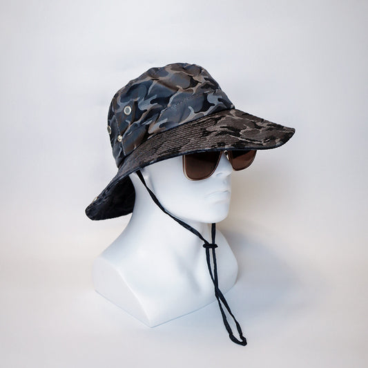 Big Eaves Camouflage Visor Custom Logo Printing Embroidery Spot Outdoor Fishing Climbing Bucket Hat Men's Polyester Material
