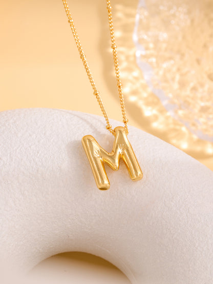Hot-selling Balloon Glossy Letter Necklace Chubby Pendant European and American Fashion Simple Collarbone Chain