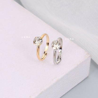 Hot-selling Jewelry Diamond Ring Foreign Trade Simple and Fashionable Living Square Claw Diamond Ring Exquisite Gift Ring