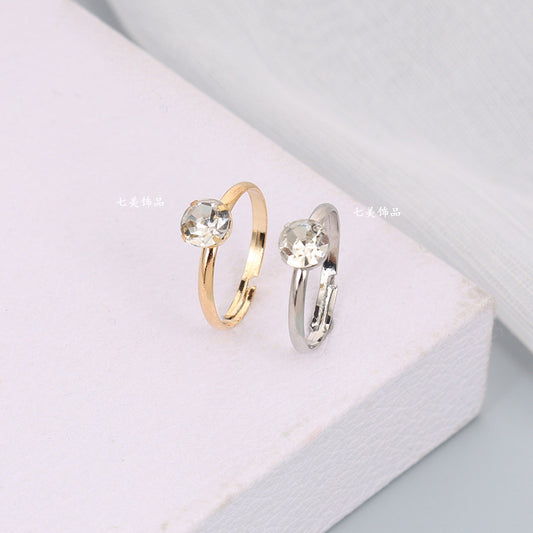 Hot-selling Jewelry Diamond Ring Foreign Trade Simple and Fashionable Living Square Claw Diamond Ring Exquisite Gift Ring