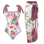 2025 European and American Foreign Trade One-piece Bikini Three-piece Suit Conservative Beach Skirt Chiffon Wrap Skirt Hot Spring Swimsuit Women