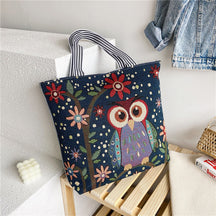 Foreign Trade Ethnic Style Retro Portable Canvas Bag Large Embroidery Shopping Fashion Shoulder Women's Bag New Matai Tote Bag