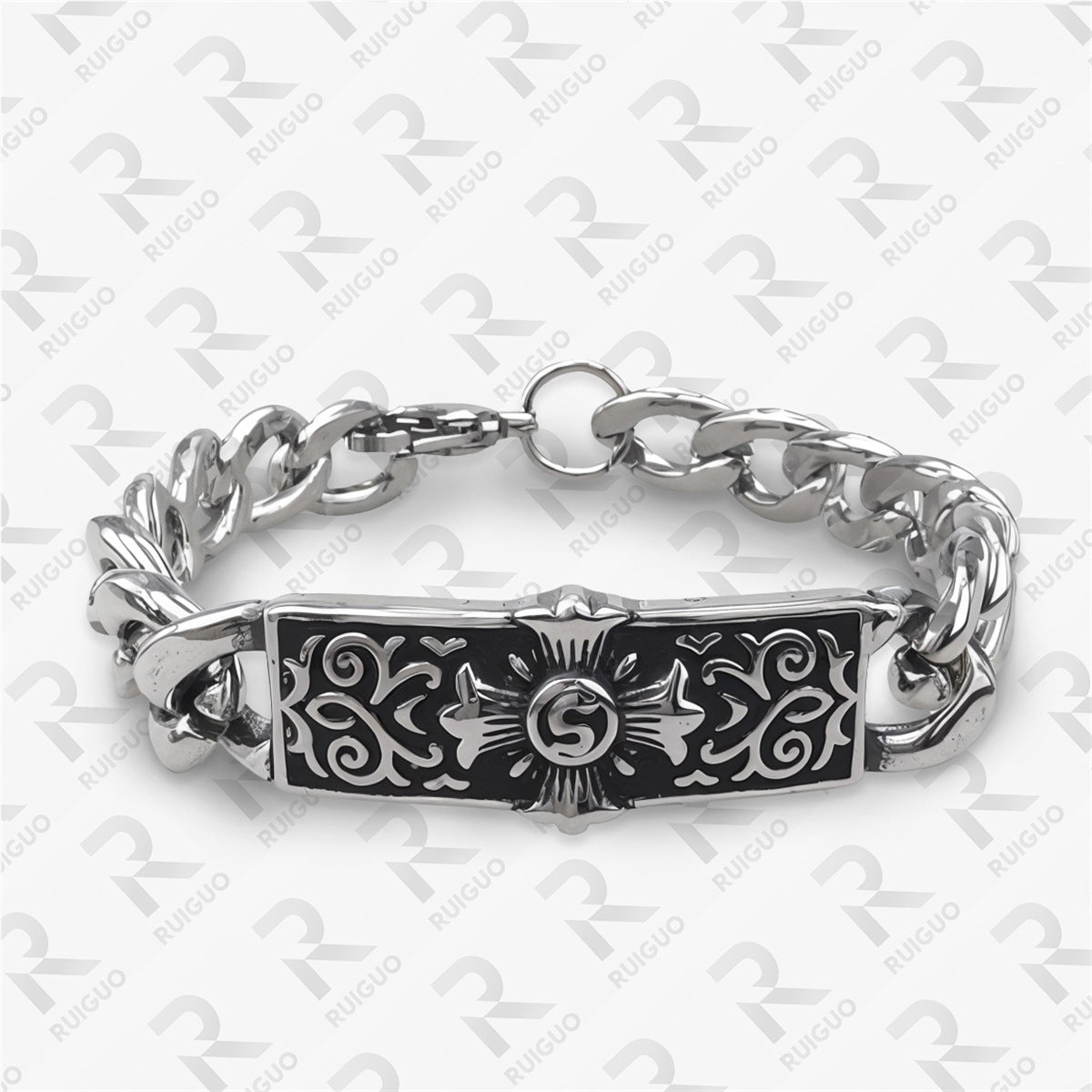 Amazon Vintage Celtic Knot Skull Stainless Steel Cuban Bracelet Cross Punk Men's Jewelry, Popular