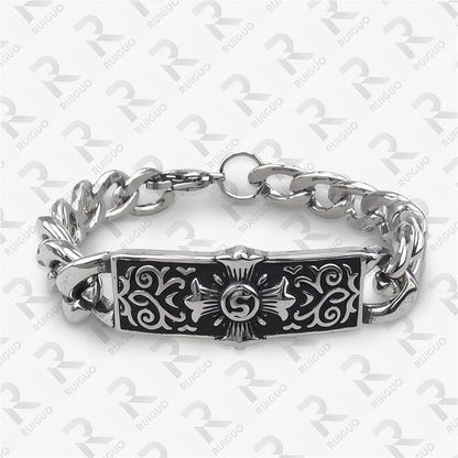 Amazon Vintage Celtic Knot Skull Stainless Steel Cuban Bracelet Cross Punk Men's Jewelry, Popular