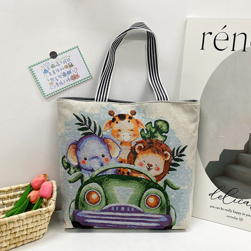 Foreign Trade Ethnic Style Retro Portable Canvas Bag Large Embroidery Shopping Fashion Shoulder Women's Bag New Matai Tote Bag