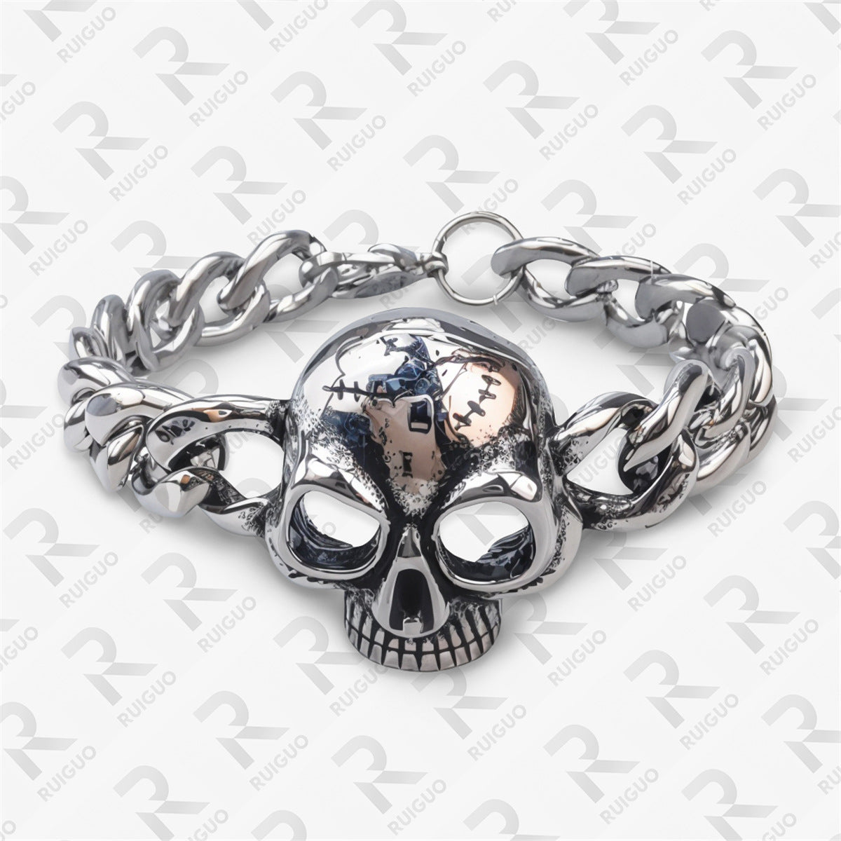 Amazon Vintage Celtic Knot Skull Stainless Steel Cuban Bracelet Cross Punk Men's Jewelry, Popular