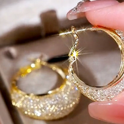 XP17 Exquisite Super Flash Mesh Yarn Zircon Earrings Women's Ins Tide Light Luxury Niche High-end Design Stud Earrings